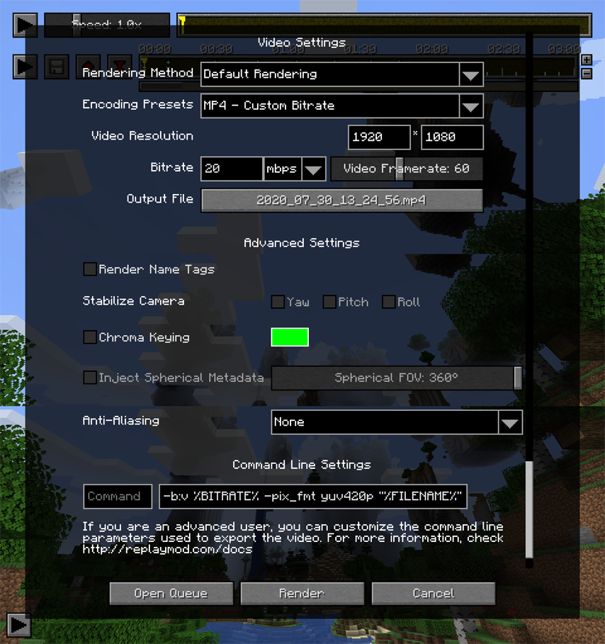render settings for live visuals